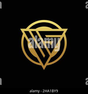 Monogramma CON logo US a forma di triangolo e cerchio arrotondato isolato su colori oro e modello di disegno nero su sfondo Illustrazione Vettoriale