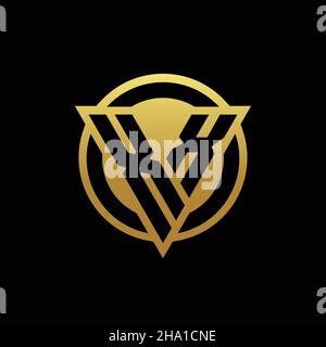 Logo XX monogramma con forma triangolare e forma circolare arrotondata isolato su colori oro e modello di disegno nero su sfondo Illustrazione Vettoriale