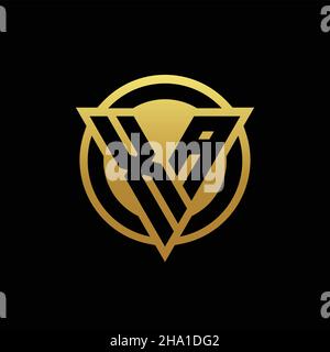 Logo XA monogramma con forma a triangolo e stile circolare arrotondato isolato su colori oro e modello di disegno nero su sfondo Illustrazione Vettoriale
