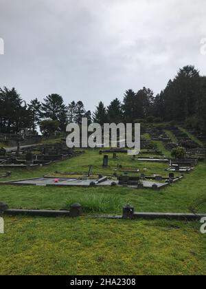 Ferndale California vecchio cimitero storico con antiche tombe. Foto Stock