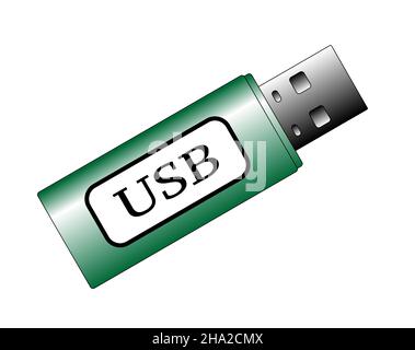 Una memory stick USB per computer singola isolata su sfondo bianco Foto Stock