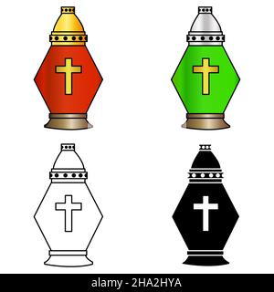Cimitero candela, giorno di Tutti i Santi del lanterna- illustrazione vettoriale Illustrazione Vettoriale