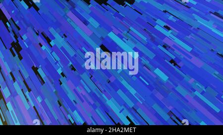 Animazione astratta di tratti di sfondo colorati che si muovono diagonalmente. Animazione. Sfondo di flusso multistrato colorato di tratti rettangolari colorati Foto Stock