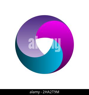 Forma del cerchio impossibile. Infografica su tre parti sovrapposte. Presentazione aziendale, grafico, grafico, diagramma. 3 opzioni, passaggi, processi. Vettore Illustrazione Vettoriale