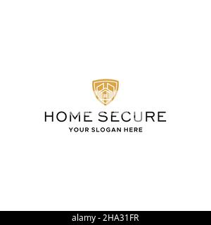 Modern HOME SICURO edificio scudo logo design Illustrazione Vettoriale