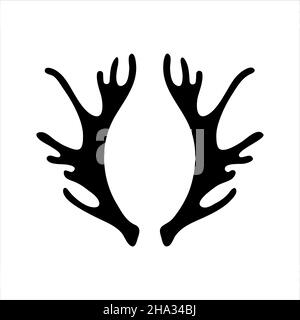 Corna silhouette elk cervi isolato su sfondo bianco. Icona, logo, elemento di design. Illustrazione vettoriale Illustrazione Vettoriale