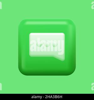 Icona messaggio verde. Pulsante di texting isolato 3D. Illustrazione vettoriale Illustrazione Vettoriale