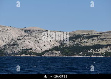 Navigazione attraverso l'isola croata, Sveti Grgur, Prvic, Krk, mare adriatico, Croato, Europa Foto Stock