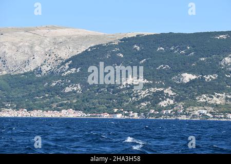 Navigazione attraverso l'isola croata, Sveti Grgur, Prvic, Krk, mare adriatico, Croato, Europa Foto Stock