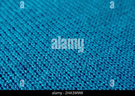 Tessuto in lana lavorato a maglia Atlantic Blue con motivi diagonali per Abstract background Foto Stock