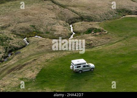 Posto auto nella campagna vicino Egilsstadir, Islanda Foto Stock