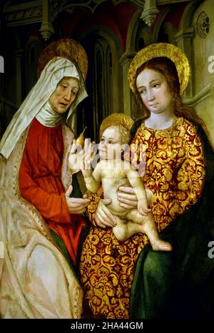 Sant'Anna, la Vergine col Bambino, di Antoine de Lonhy, 1446–1490, pittore, illuminatore, glazier, Francia, francese, Foto Stock