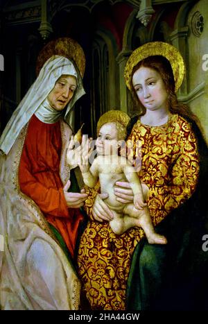 Sant'Anna, la Vergine col Bambino, di Antoine de Lonhy, 1446–1490, pittore, illuminatore, glazier, Francia, francese, Foto Stock