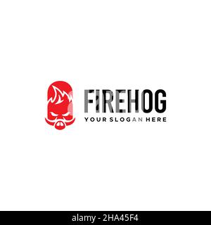Design moderno con logo FIREHOG a forma di lettera piatta Illustrazione Vettoriale