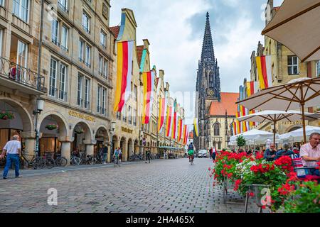 Prinzipalmarkt a Munster, Renania settentrionale-Vestfalia, Germania Foto Stock