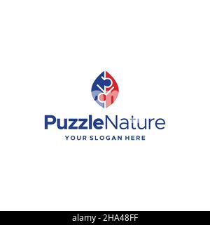 Design moderno piatto colorato PUZZLE CURA logo Illustrazione Vettoriale