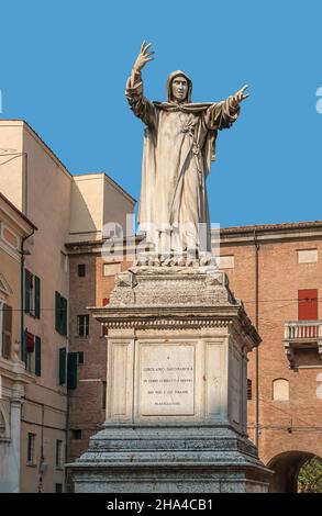Monumento a Savonarola a Ferrara, Emilia-Romagna, Italia Foto Stock