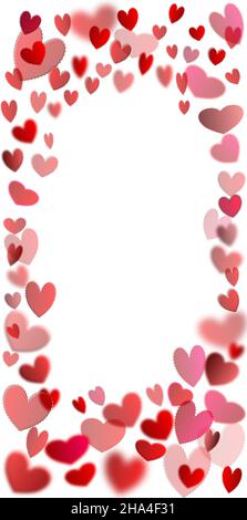 I cuori si bordano in verticale su sfondo trasparente. Grafica vettoriale. Sfondo San Valentino con cuori rossi e rosa Illustrazione Vettoriale