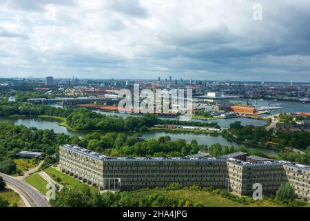 Copenhagen, Koebenhavn: Vista dall'isola di Amager al centro città, in , Zelanda, Sealand, Sjaelland, Danimarca Foto Stock