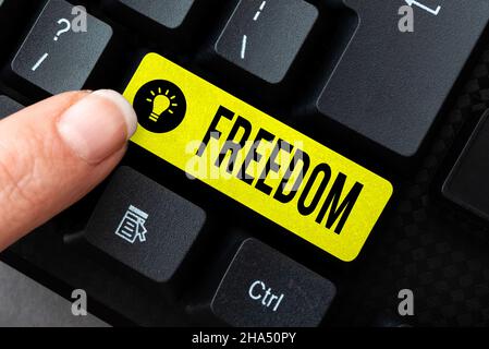 Scrittura a mano testo libertà. Internet Concept libertà piuttosto che in confinamento o sotto il vincolo fisico trascrivere Internet Meeting Audio Record Foto Stock