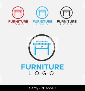 Mobili di colore blu e nero con logo. Design minimalista con logo. Illustrazione Vettoriale