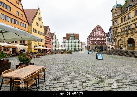 piazza del mercato a rothenburg ob der tauber sulla strada romantica Foto Stock