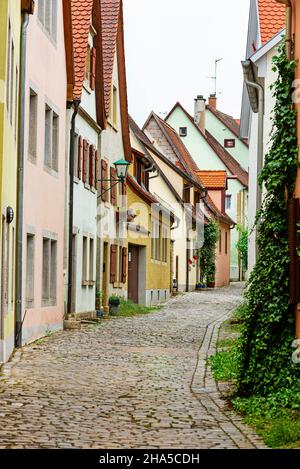 strada laterale a rothenburg ob der tauber Foto Stock