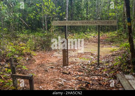 Sentiero chiuso nel Parco Nazionale di Bako, Sarawak, Malesia Foto Stock