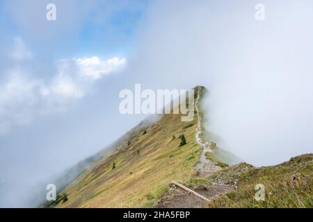 austria, kleinwalsertal, sentiero escursionistico da fellhorn a kanzelwand. Foto Stock