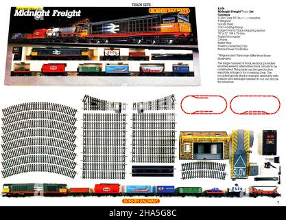 Pagina di un catalogo ferroviario modello Hornby 1987 con treni. Più vintage Hornby catalogo cover & pagine in vendita con le mie altre immagini Foto Stock