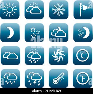 Set di icone meteo, illustrazione vettoriale Illustrazione Vettoriale