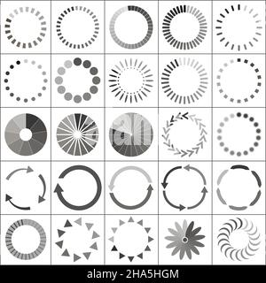 Set di icone di stato di caricamento, illustrazione vettoriale Illustrazione Vettoriale