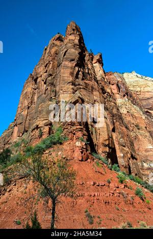 Big Bend è una svolta mozzafiato del fiume Virgin nel parco nazionale di Zion, Utah Foto Stock