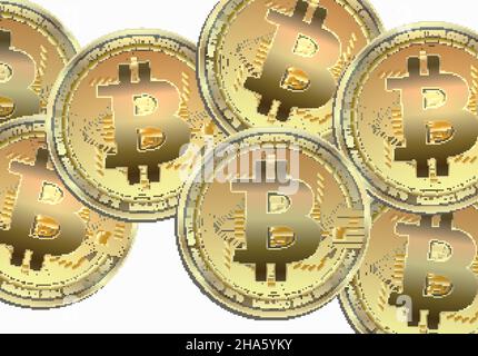 Bitcoin fondo isolato su sfondo bianco vettore Illustrazione Vettoriale
