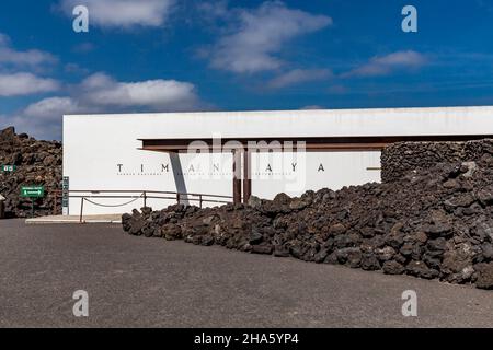 timanfaya information and visitor center,mancha blanca,centro de visitantes e interpretación,lanzarote,canarie,spagna,europa Foto Stock