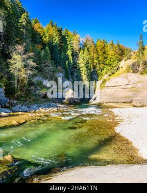 germania,baviera,alta baviera,oberland,saulgrub,distretto achele,ammerschlucht,sceibum rock breakthrough Foto Stock