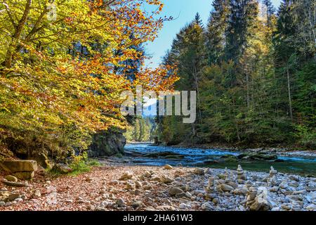 germania,baviera,alta baviera,oberland,saulgrub,distretto achele,ammerschlucht at scheibum rock breakthrough Foto Stock