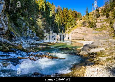 germania,baviera,alta baviera,oberland,saulgrub,distretto achele,ammerschlucht,sceibum rock breakthrough Foto Stock