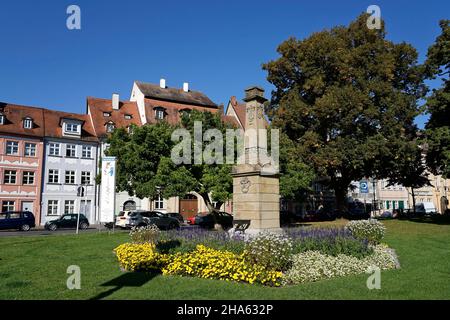 germania,baviera,alta franconia,bamberg,centro storico,schillerplatz,fontana Foto Stock