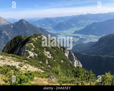 vista da bärenkopf presso l'achensee nella valle dell'inn e zillertal, natura, montagne, autunno, montagne del karwendel, pertisau, tirolo, austria Foto Stock