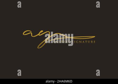 MODELLO con logo FIRMATO AY Letter elegante logo di design. Disegno a mano Calligraphy Lettering Vector Illustration. Illustrazione Vettoriale