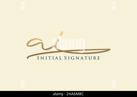 Logo con firma a lettera ai modello di logo elegante. Disegno a mano Calligraphy Lettering Vector Illustration. Illustrazione Vettoriale