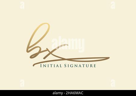 Logo BX Letter Signature Template elegante. Disegno a mano Calligraphy Lettering Vector Illustration. Illustrazione Vettoriale