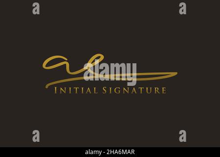 AE Letter Signature Logo Template elegante logo di design. Disegno a mano Calligraphy Lettering Vector Illustration. Illustrazione Vettoriale