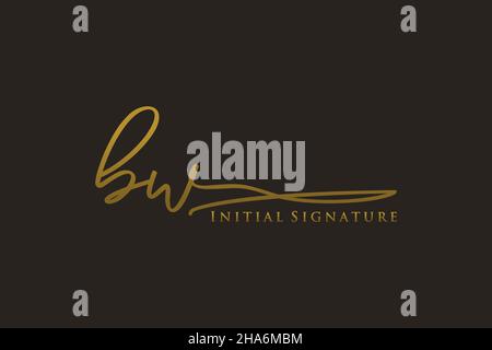 Logo BW Letter Signature con logo dal design elegante. Disegno a mano Calligraphy Lettering Vector Illustration. Illustrazione Vettoriale