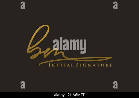 Modello di logo con firma in lettere BM elegante logo di design. Disegno a mano Calligraphy Lettering Vector Illustration. Illustrazione Vettoriale