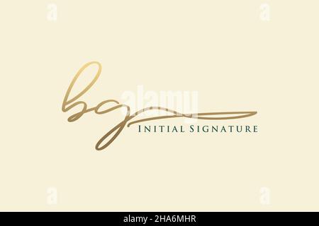 Modello di logo BG Letter Signature Logo elegante. Disegno a mano Calligraphy Lettering Vector Illustration. Illustrazione Vettoriale