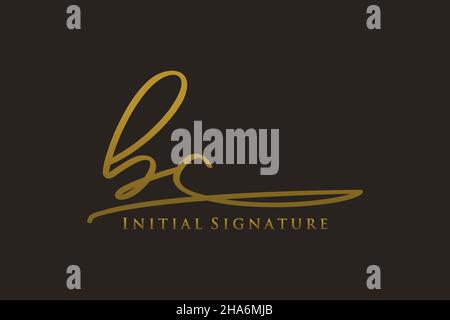 BC Letter Signature Logo Template elegante logo di design. Disegno a mano Calligraphy Lettering Vector Illustration. Illustrazione Vettoriale