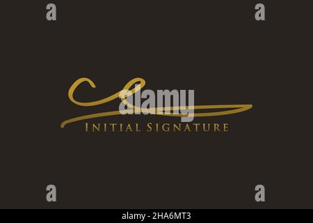 Logo CE Letter Signature Template elegante. Disegno a mano Calligraphy Lettering Vector Illustration. Illustrazione Vettoriale