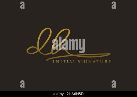 Logo DH Letter Signature Template elegante. Disegno a mano Calligraphy Lettering Vector Illustration. Illustrazione Vettoriale